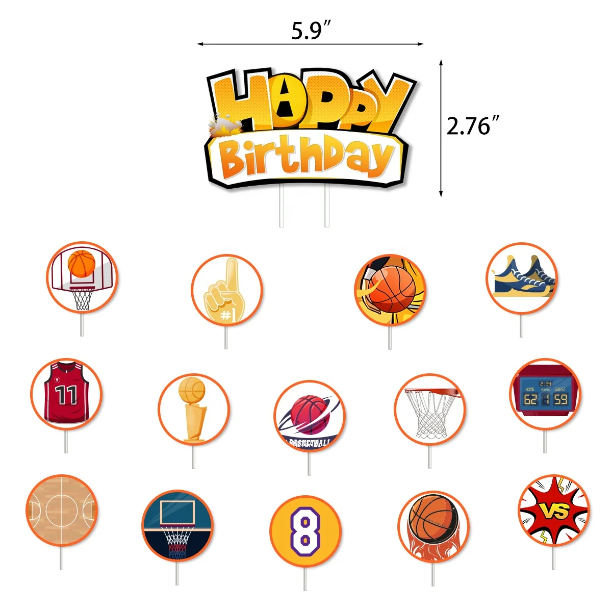 Nice Basketball Birthday Theme Party Decoration Sports Boy Happy Birthday Pull Flag Latex Balloon Set Arrangement Supplies