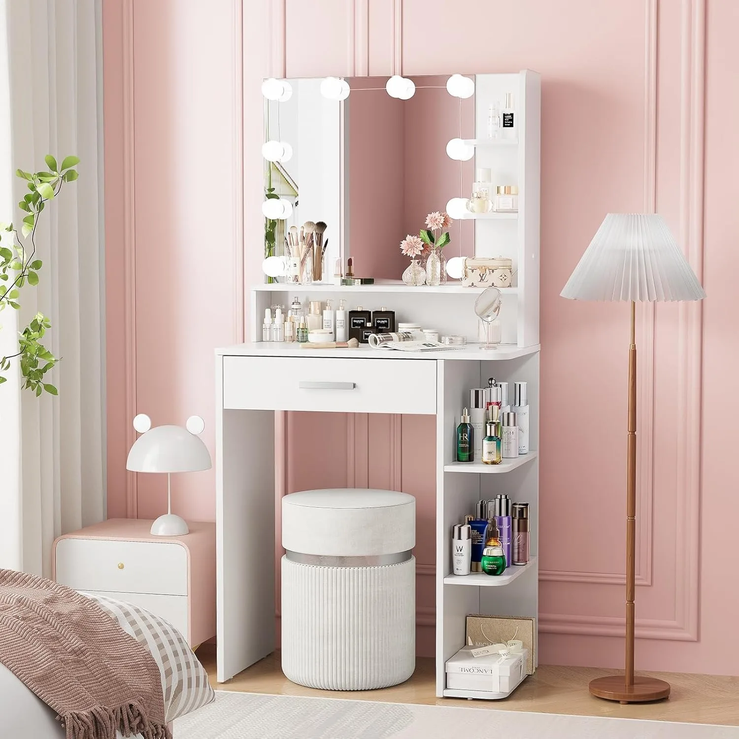 bedside table dressing Unique Design Mirrored Accent Table With silver Mirror High-Quality Dresser Nightstand Sets