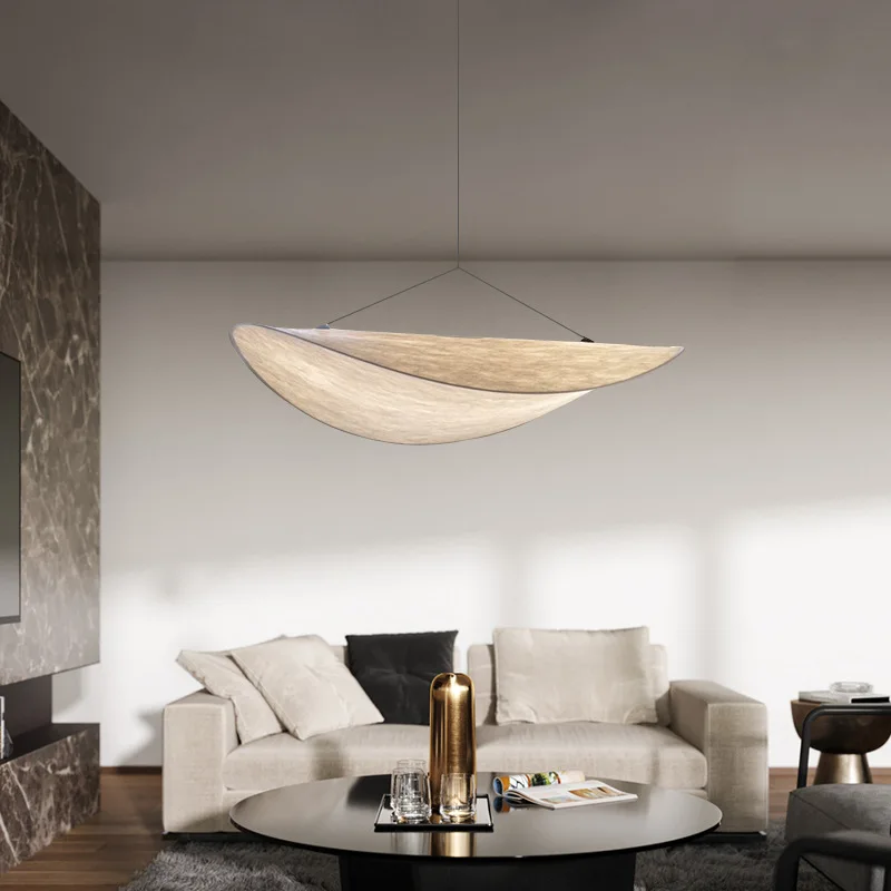 Home Decor Minimalist Design Silk Pendant Light Kitchen Led Hanging Lamp Indoor Big Fabric Nordic Modern Chandelier