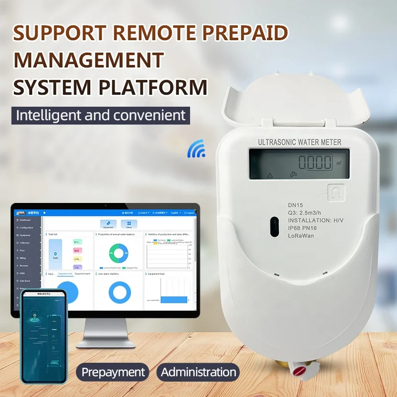 Battery Operated Smart Ultrasonic Water Meter Nb Iot Prepaid Wireless with Remote