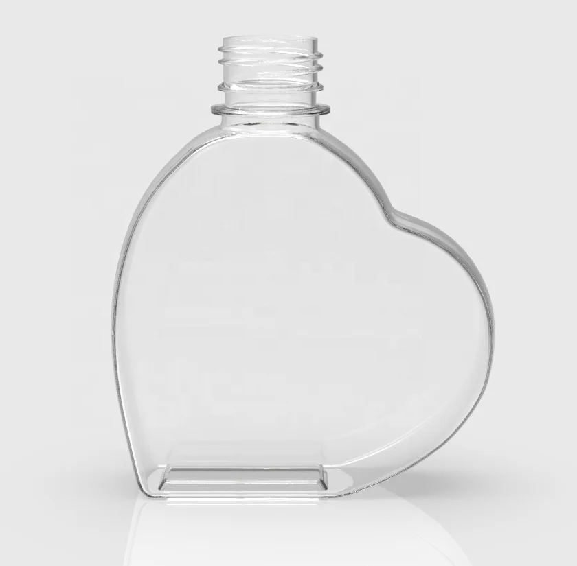 Custom Logo Cute Heart Shaped Clear PET Plastic Juices Bottles Drinking Water Bottle With PP Cap