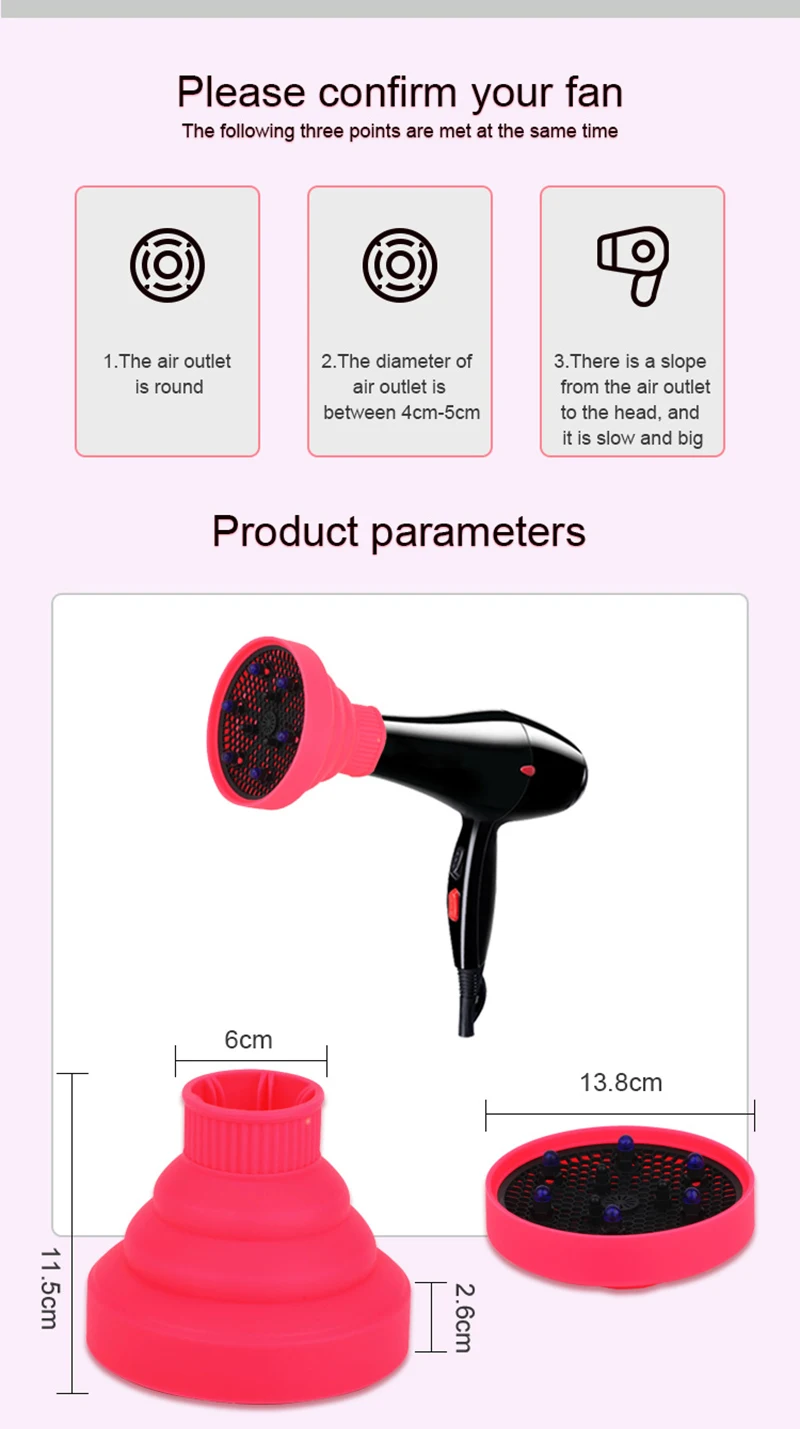 Portable Blow Dryers Silicone Collapsible Hair Dryer Diffuser for Salon