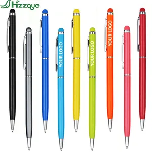 2-in-1 Slim Retractable Metal for Pen with 1.0mm Multi-color Ink Rubberized Ballpoint for Touch Screens Office & School Use