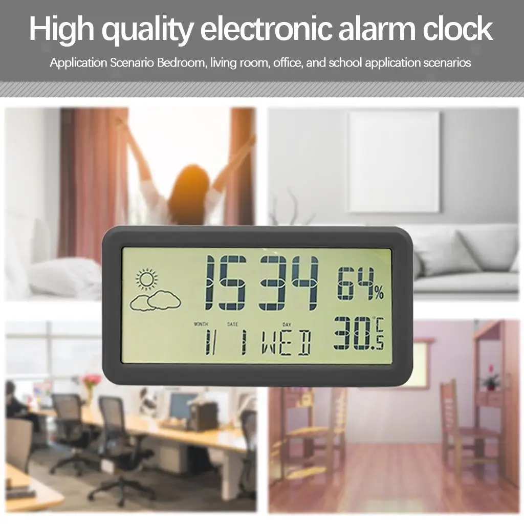 Wholesale Desk Alarm Thermometer Hygrometer LCD Screen Digital Clockwith Foldable Stand