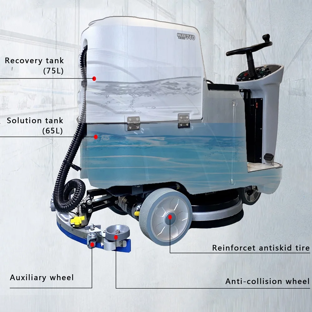 MLEE 740AU Factory Tile Cleaning Machine Industrial Ride on Floor Scrub Machine