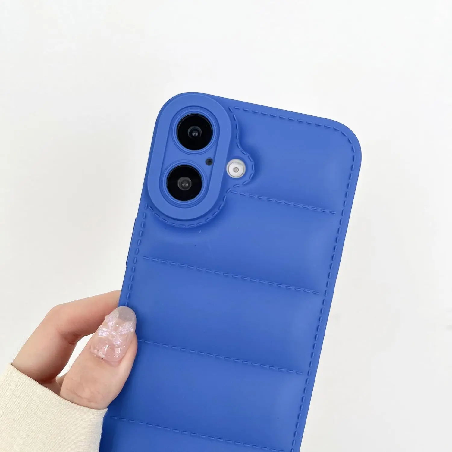 Funda para iPhone 16 Pro Max Diseño de Chaqueta de Lujo de Down Pura Sofá de Silicona Puffer Completo a Prueba de Golpes Funda para Teléfono de Chicas Mujeres  