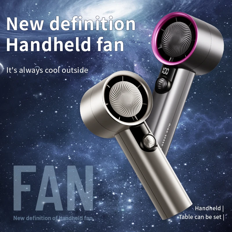 3600mAh High Speed Mini Turbo Digital Display Handheld Fan Portable USB Rechargeable Hand Fans Outdoor Travel Fan