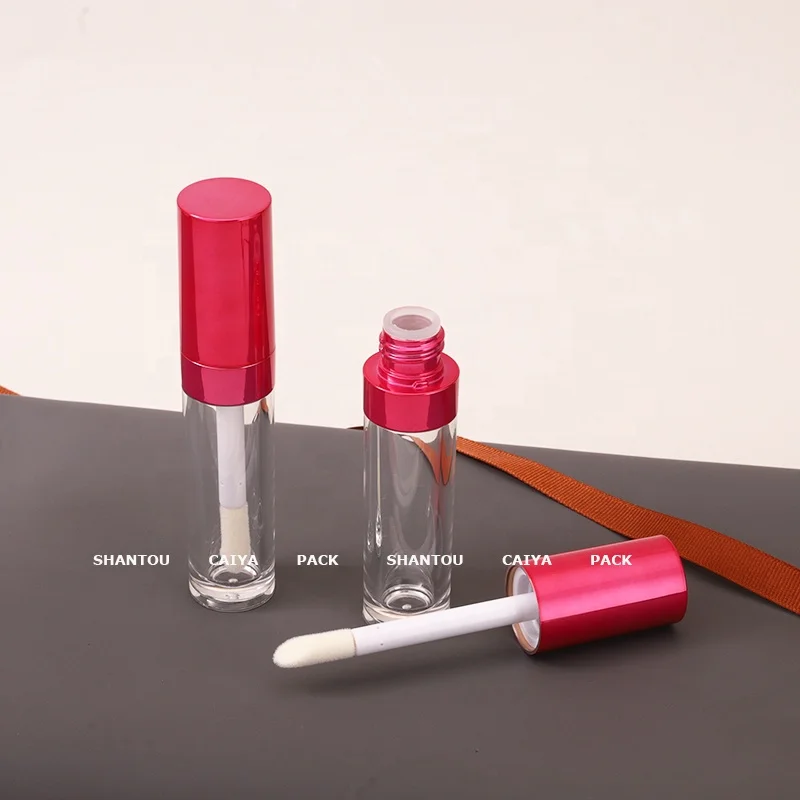 Empty Plastic Lip Oil Plumper Packaging 9ml Gold Round Lip Tint 