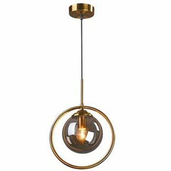Retro Nordic Modern Simple Style Brass LED Pendant Light Glass Ball Lamp Shade For Home Hotel Bedroom Decoration