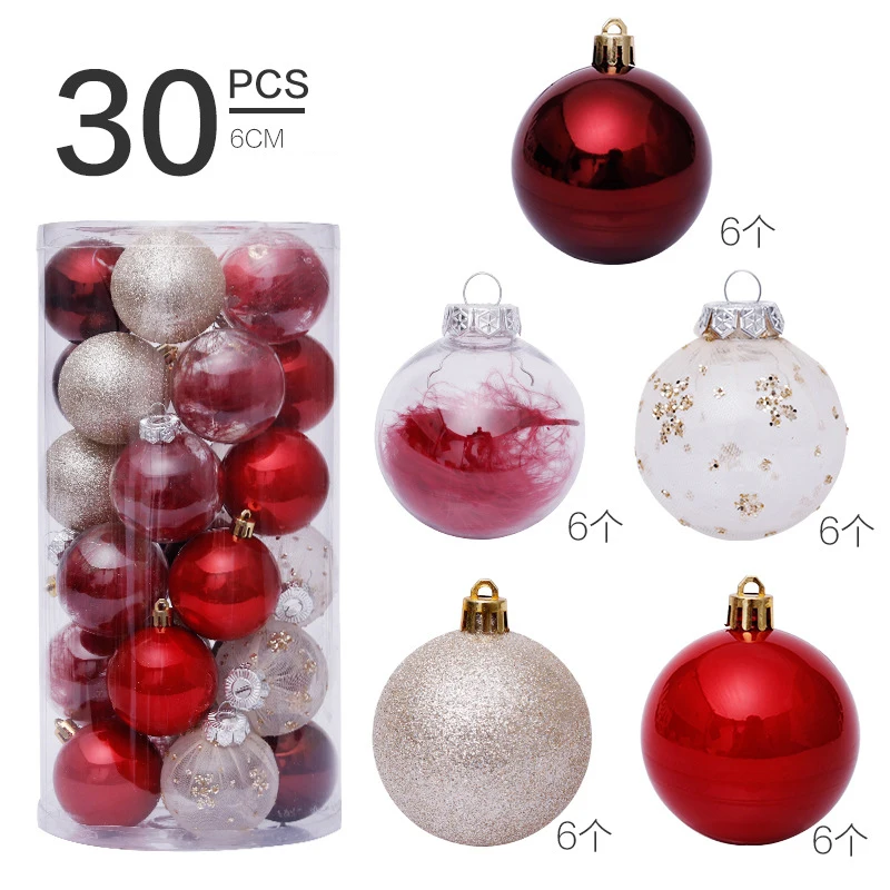 SH-205 Árbol De Navidad Brillante Colgando Adornos De Navidad Bolas Adornos Set 30 Pack 6cm