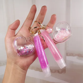 Private Label Clear Custom Kids No Logo Luxury Non Sticky Make Your Own  Vegan Pink Key Chain Keychain Lip Gloss