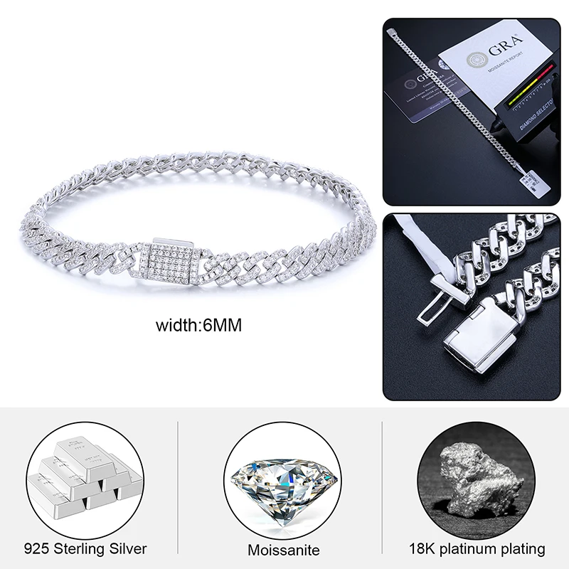 TUHE Moissanite Tennis Bracelet 5.0-21.0CT 18K Gold Plated 925 Sterling Silver Bracelets 3/4 TUHE Moissanite Tennis Bracelet 5.0-21.0CT 18K Gold Plated 925 Sterling Silver Bracelets 3/4
