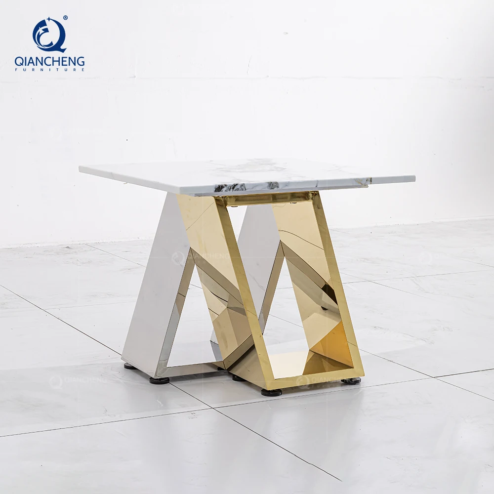 Luxury Hallway Console Table European Design Living Room Furniture Silver Mirrored Stainless Steel Marble Console Table