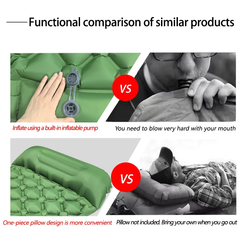 Waterproof Ultralight Foot Press Inflatable Sleeping Mat Inflating Sleeping Pad Air Mattress for Backpacking Hiking Camping supplier