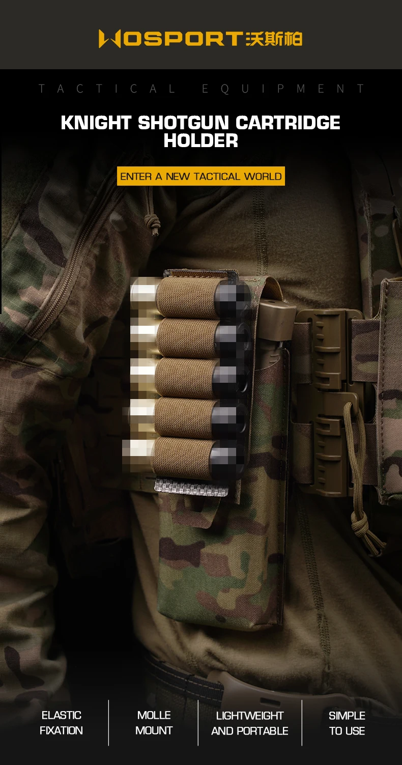 Taktischer 5-Schuss 12GA Schrotflachmacher-Hülsenhalter, elastisches MOLLE-Hängepanel, Magazintasche für Jagd, Airsoft, Plattenträger – Detail 1