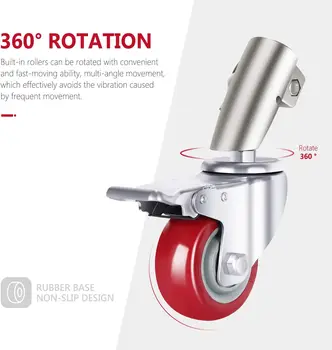 Neewer 6-Pack Professional Swivel Caster Wheel Sets, 75mm Diameter, Durable Metal Construction and Rubber Base, ONLY Compatible product image