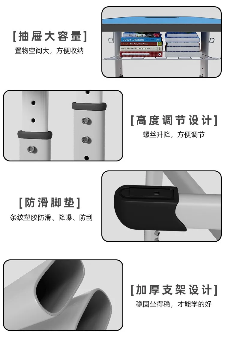 Adjustable trapezoid student desk Student School Desk And Chair Set middle school desk and chair