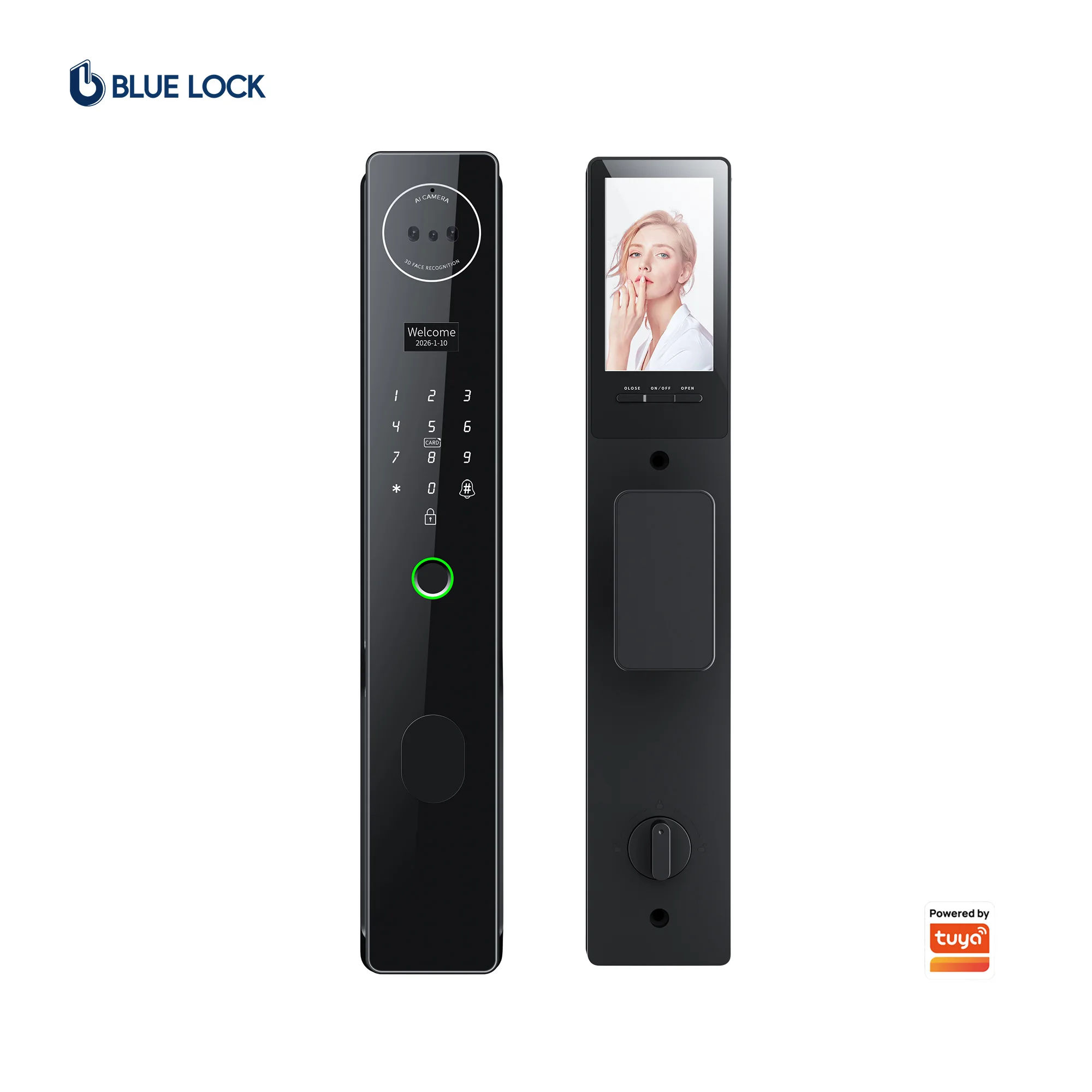 Bluelock 3D Face Recognition Smart Lock Video Intercom Camera Tuya App Control Multi-Door Compatibility