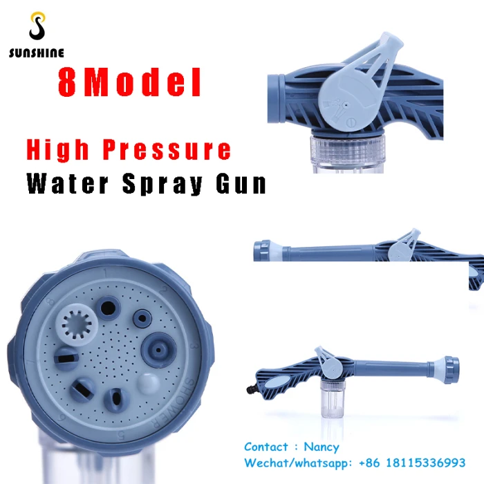 Foam Sprayer Garden Hose Nozzle High Pressure 8 Spray Patterns Blaster  Water Gun