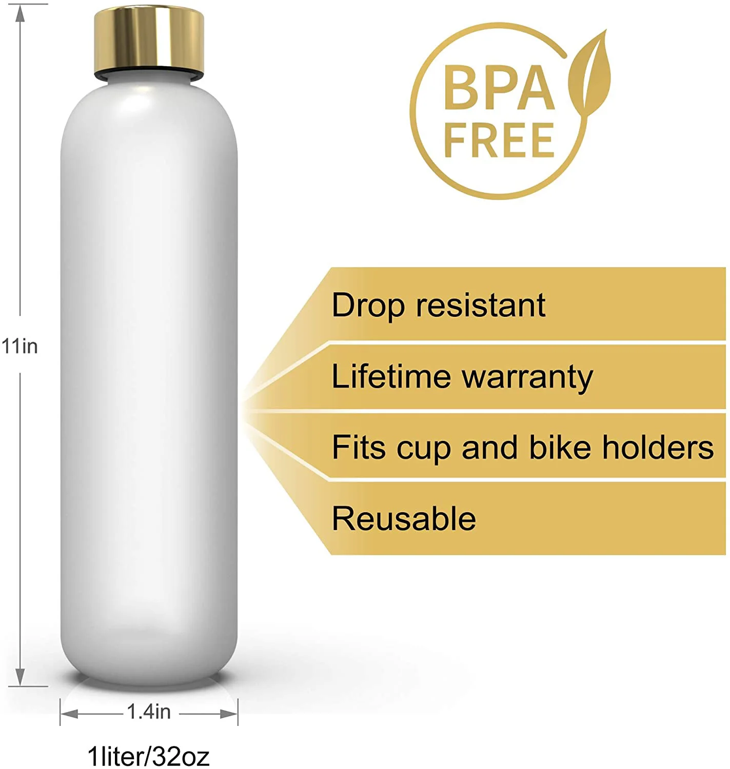 1000 ML Aesthetic Water Bottle With Time Marker Leak Proof Reusable BPA  Free Frosted Plastic-Motivational Water Bottle 32 OZ