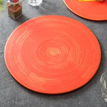Piatti Assiette Porcelain Dinner Restaurant Dishes 10" 12 Inch Red Round Stoneware Ceramic Plates Set
