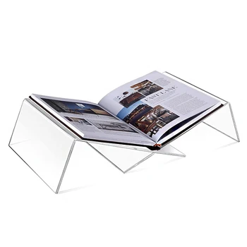 Custom Detachable M Shape Clear Acrylic Book Stand Perspex Magazine Display Holder for Home Office
