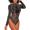 Black Sequin mesh bodysuit
