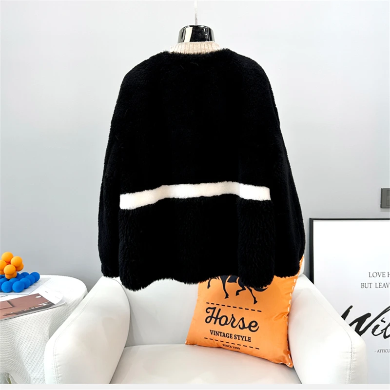 Lady Sheep Shearling Leather Fur Integrated Coat Women Lamb