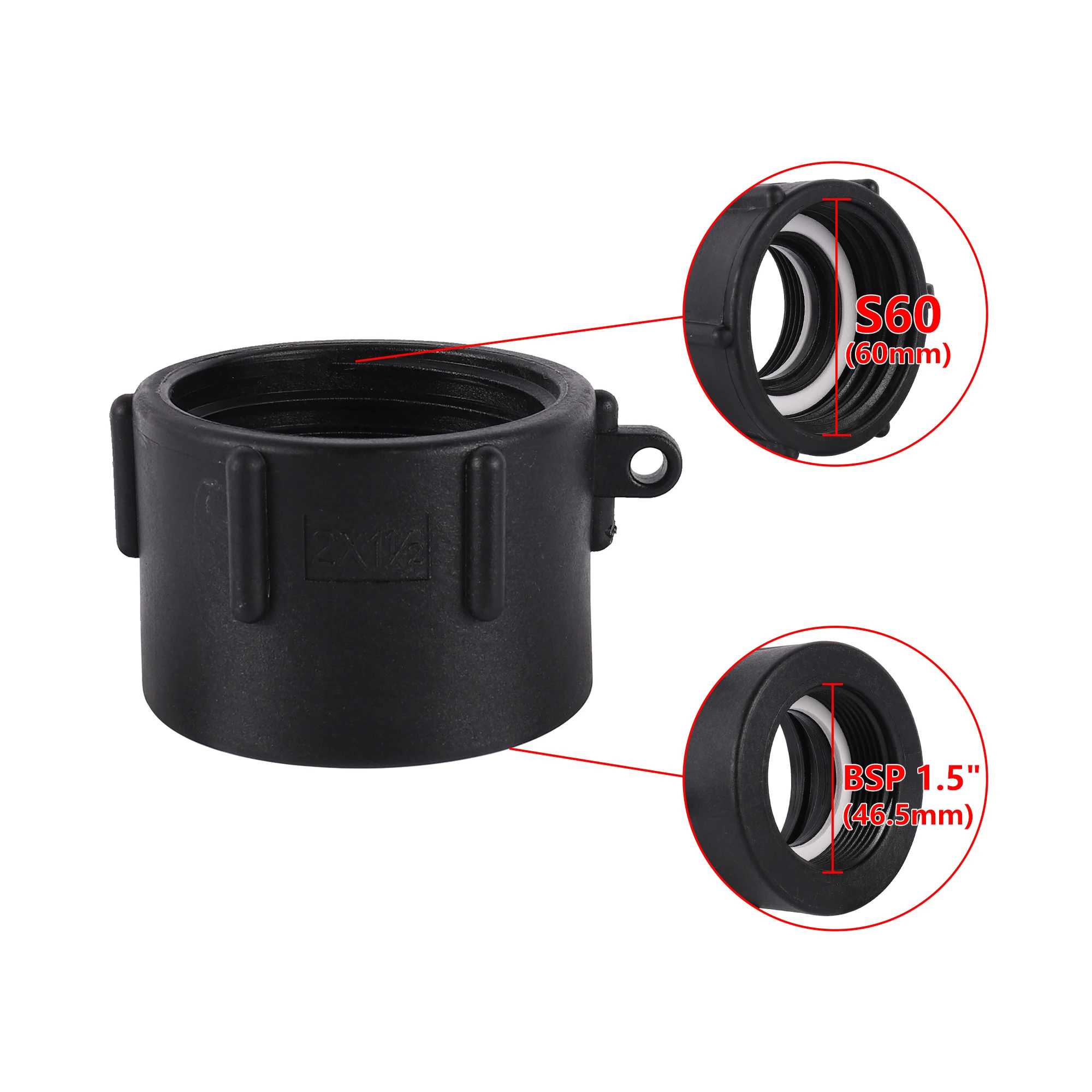 Hsthe Sea Adattatore per serbatoio IBC Adattatore per scarico serbatoio tote IBC S60X6 Raccordo per rubinetto IBC con valvola da 12 mm Raccordo rapido per tubo flessibile