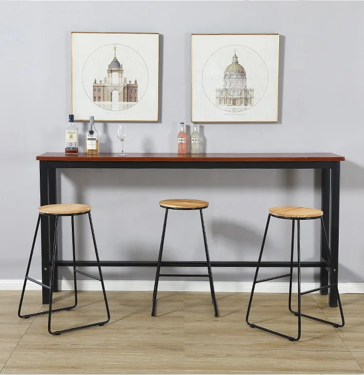 Wholesale Modern Metal Iron Foot Solid Wood Seat Surface Multiple Purpose  Use Living Room Kitchen Bar Stools