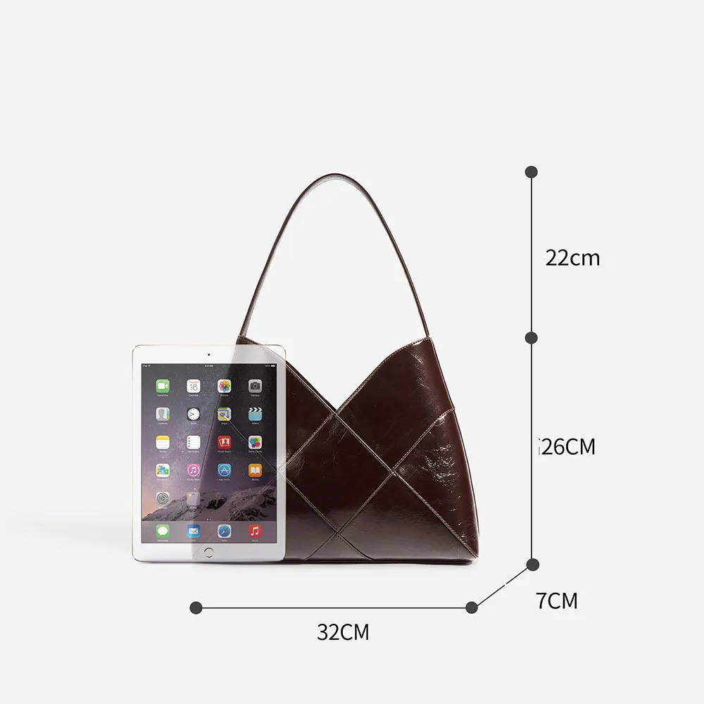 New Vintage INS Style Ladies Genuine Cow Leather Tote Bag Handbags with String Closure for Women and Girls