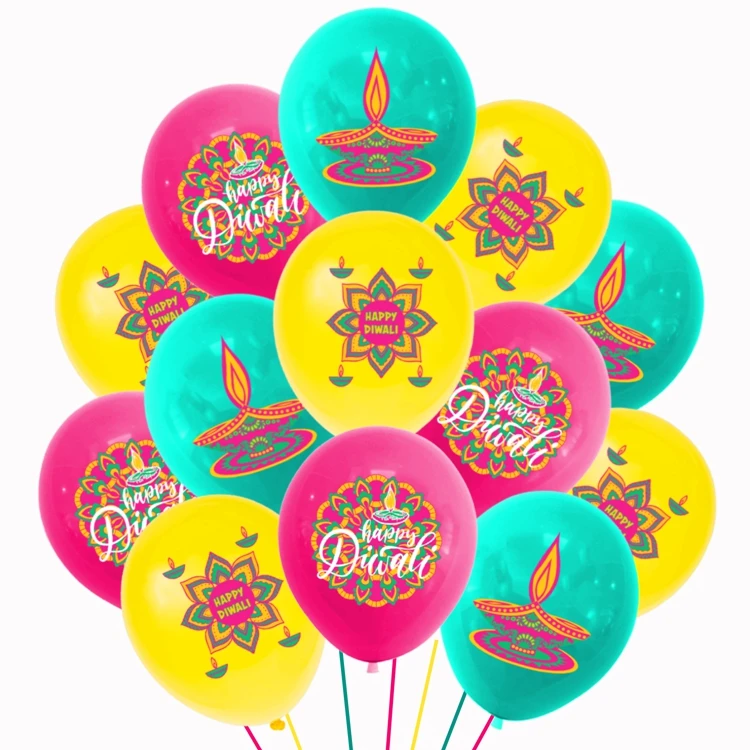 Hstyle Diwali Decorations Kits Happy Diwali Banner Latex Balloons Cake Topper Hanging Swirls Festival of Lights Party Supplies
