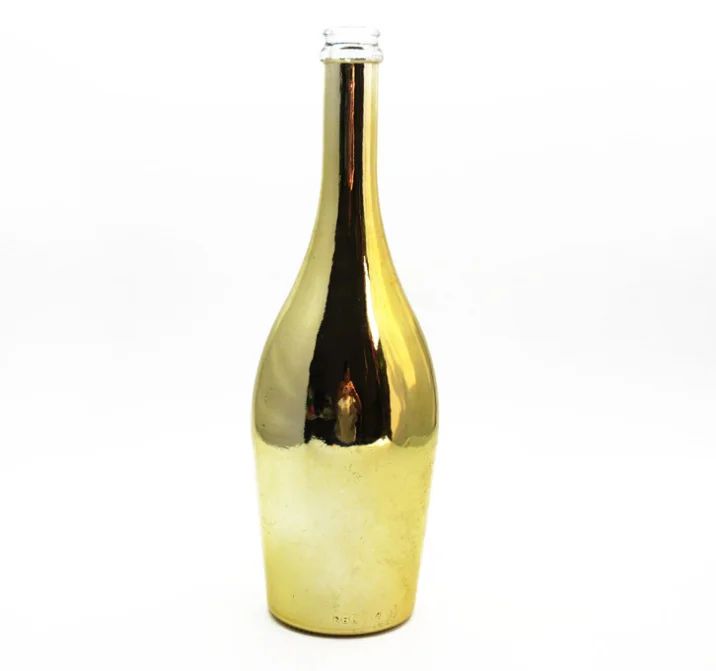 电镀750毫升金香槟起泡葡萄酒饮料玻璃瓶与软木批发 - buy 750ml gold