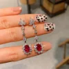 Red corundum ear studs