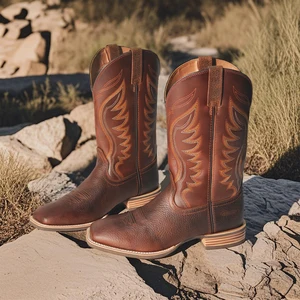 Goodyear Brown Cowboy Boots for Men Genuine Leather Rubber Sole Customized Quality Western Boots for Men Durable Shoes