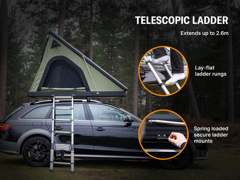 Camping Triangle Car Rooftop Tent Hard Clamshell Black Gray Aluminum 2 ...