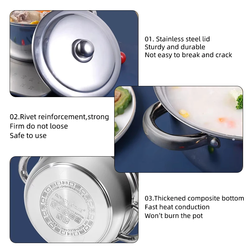 Factory Direct Cookware Set Kitchen Soup Pot Set 10 Piece Stainless Steel Kitchen Ware Cooking Pot Set