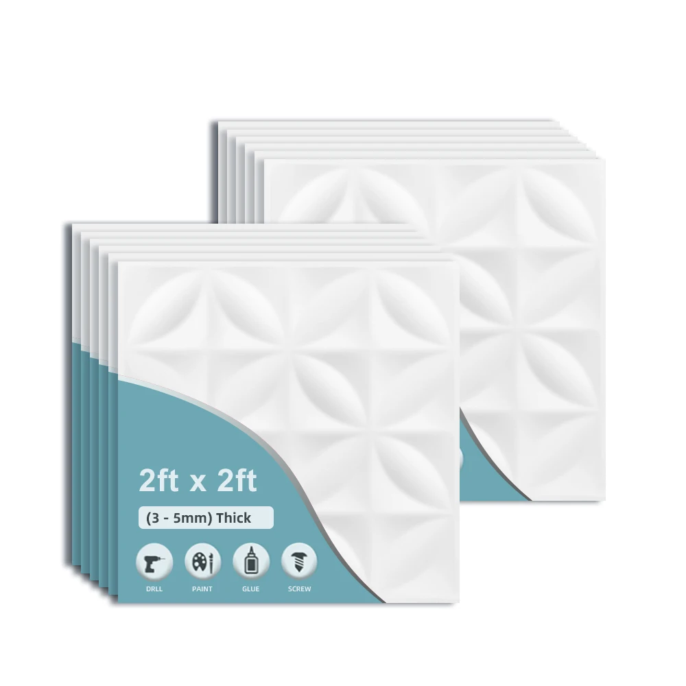 Moisture-proof Relief Designs 2x2 2X4 ft Glue up Ceiling Tiles Plastic Drop Waterproof PVC White Black Ceiling Tiles