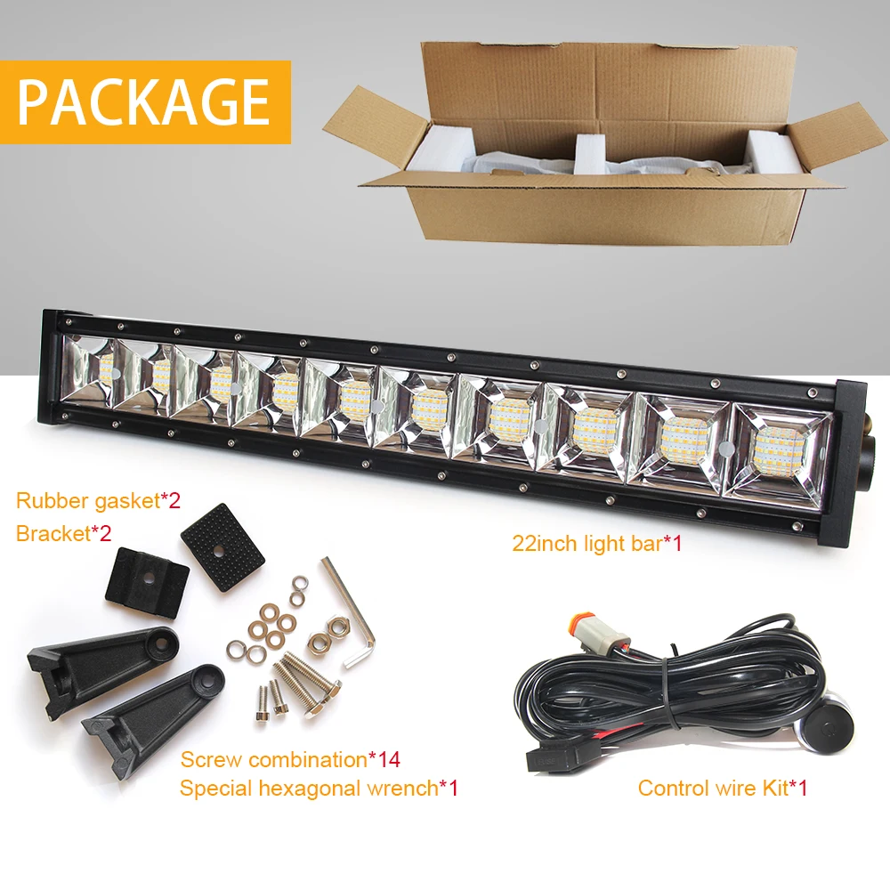 Auto Lighting System 22 Inch 100W Color Changing 9613BS Single Row Car Led Light Bar