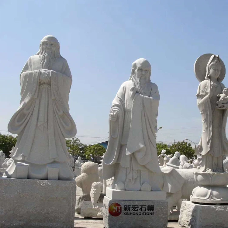 カスタマイズされた天然石フィギュア彫刻中国道教創設者LAO ZI大型立ち