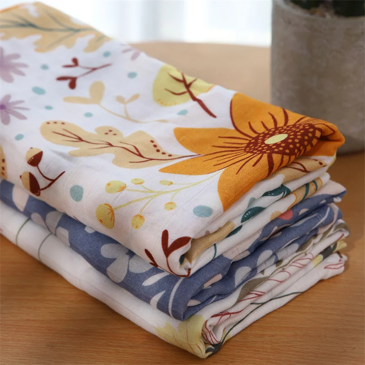 2023 Summer Breathable Gauze Baby Wrap Blanket Custom Printed Soft 70% ...