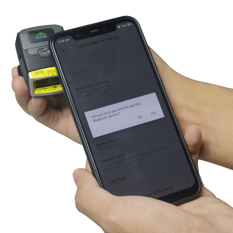 EF02 2D Finger Ring QR Barcode Scanner Wireless Cell Phone Screen Barcode Scanner