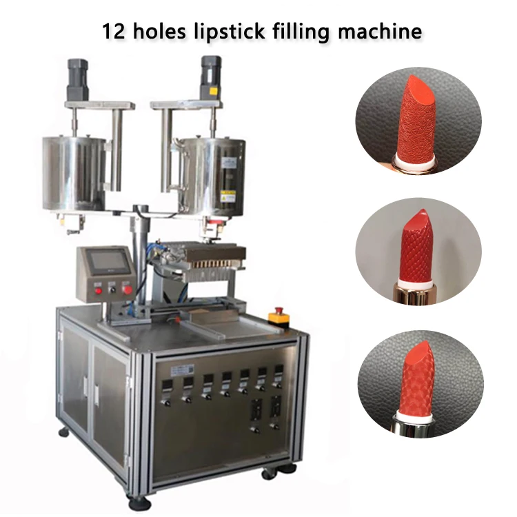 SiLian Automatic 12 Holes Double Layer Heating and Mixing Wax Lip Balm Filler Liquid Lipstick Filling Machine