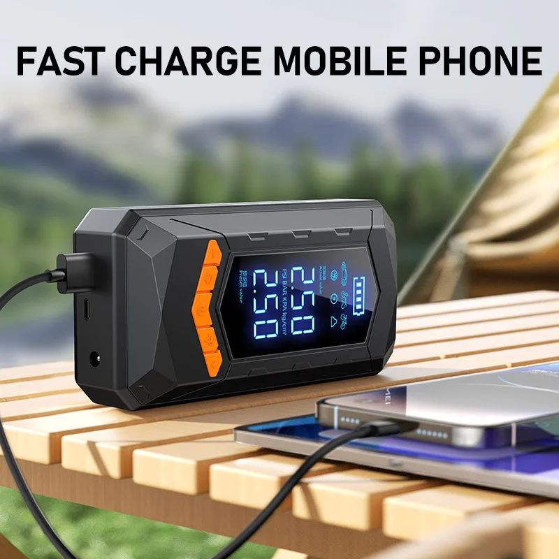 Portable ABS Car Tire Inflator Air Compressor 6000mAh DC 12V Digital Display Fast Inflate Emergency Light for Car Bike - view 6