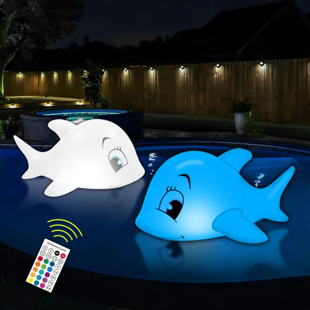 Solar Floating Dolphin Ball Light Swimming Pool Light Waterproof Lawn Balloon Lamp Home Party Garden Decor