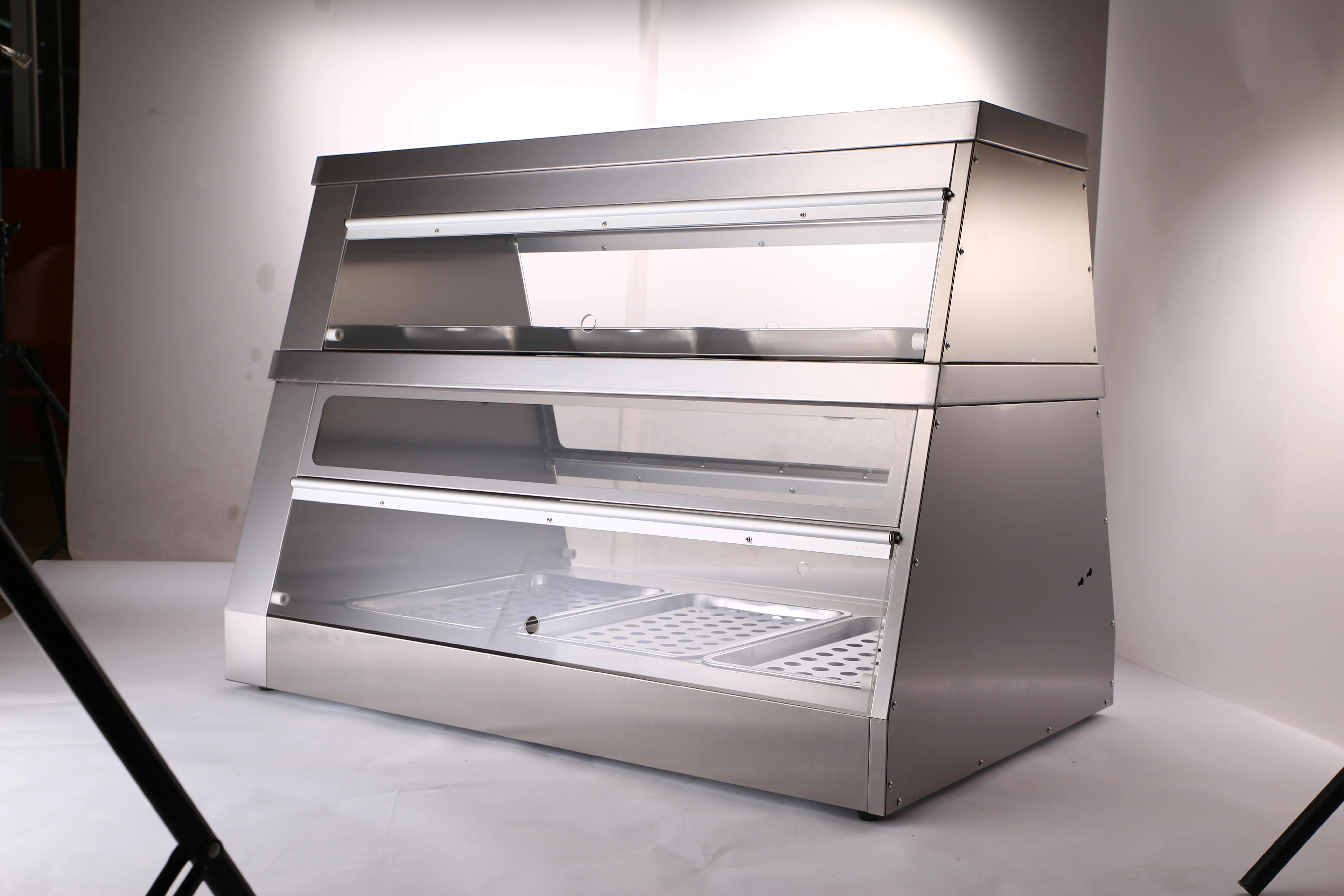 Commercial Two Tier Food Warmer Display Cabinet with Independent Temperature Controls for Restaurant and Fast Food Outlet