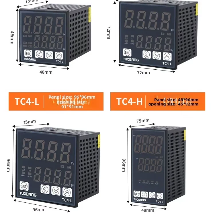 Digital Temperature Controller TC4M PID Thermostat Dual Display PV SV Relay/SSR Output Heating Cooling Temperature Regulator