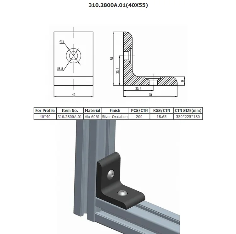 40x55 angle bracket installation guide reference