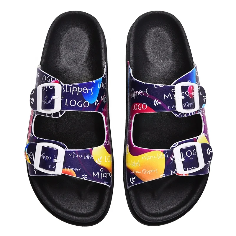 Outdoor Custom Printing Logo Pattern Unisex Black Plain Men's EVA PVC Rubber Sandals Slides Slippers for Women