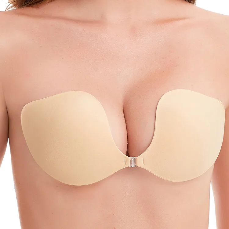 Strapless Sticky Bra Push-up Silicone Gel Adhesive Bra for Backless Dress No Show Invisible Bra With Nipple Covers